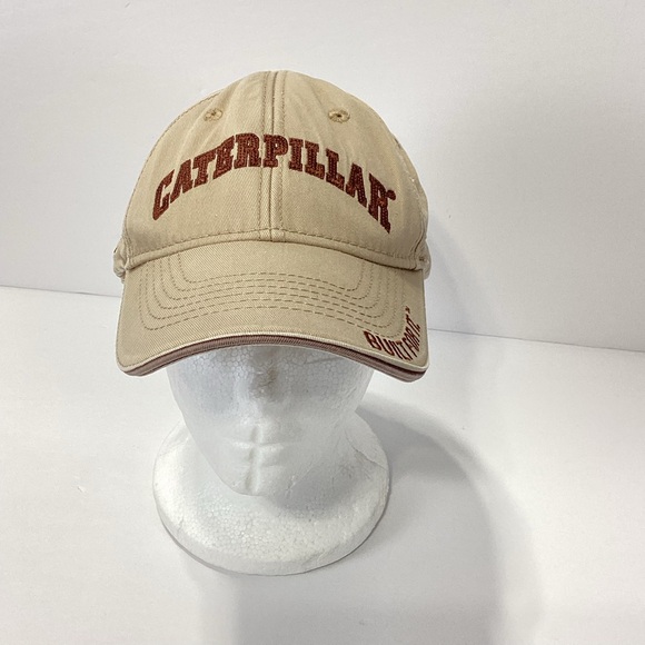 Caterpillar Tan Baseball Hat Built For It Adjustable Strap Cat Cotton - Picture 4 of 9